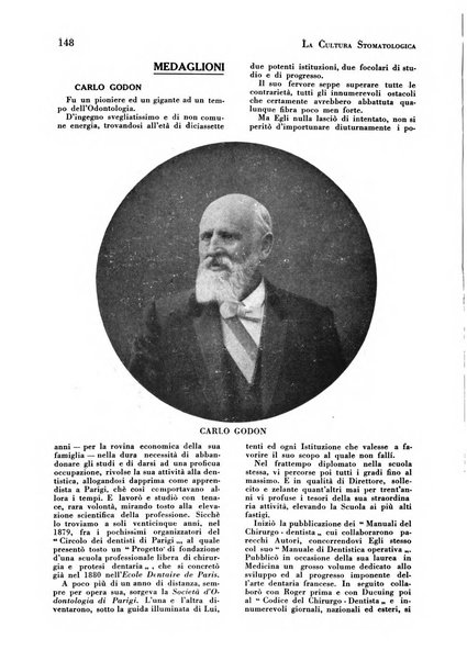 La cultura stomatologica rassegna mensile di scienza, arte, storia e problemi professionali