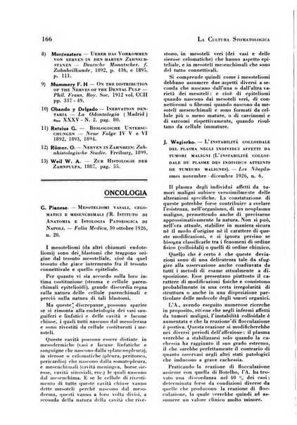 La cultura stomatologica rassegna mensile di scienza, arte, storia e problemi professionali