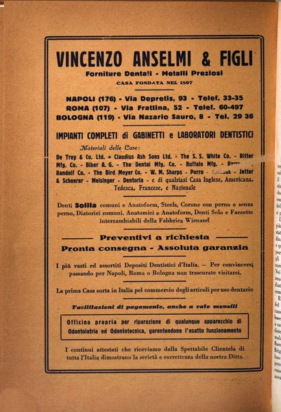 La cultura stomatologica rassegna mensile di scienza, arte, storia e problemi professionali