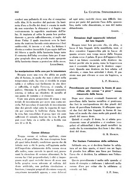 La cultura stomatologica rassegna mensile di scienza, arte, storia e problemi professionali