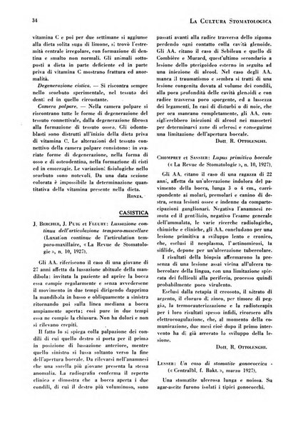 La cultura stomatologica rassegna mensile di scienza, arte, storia e problemi professionali