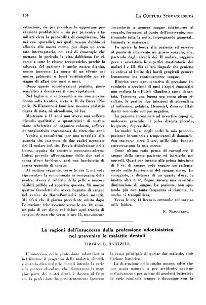 La cultura stomatologica rassegna mensile di scienza, arte, storia e problemi professionali