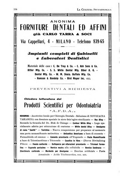 La cultura stomatologica rassegna mensile di scienza, arte, storia e problemi professionali