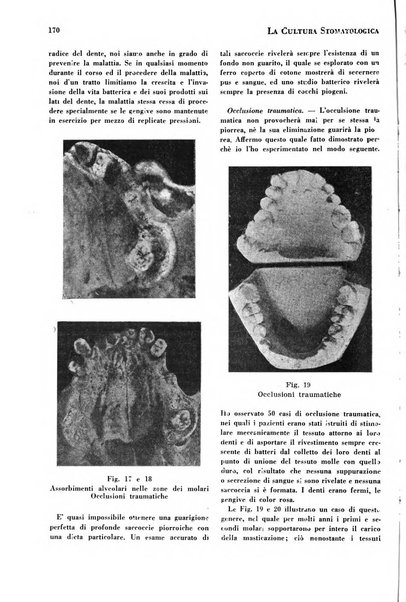 La cultura stomatologica rassegna mensile di scienza, arte, storia e problemi professionali