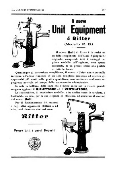 La cultura stomatologica rassegna mensile di scienza, arte, storia e problemi professionali