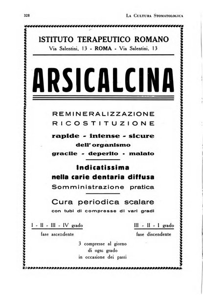 La cultura stomatologica rassegna mensile di scienza, arte, storia e problemi professionali