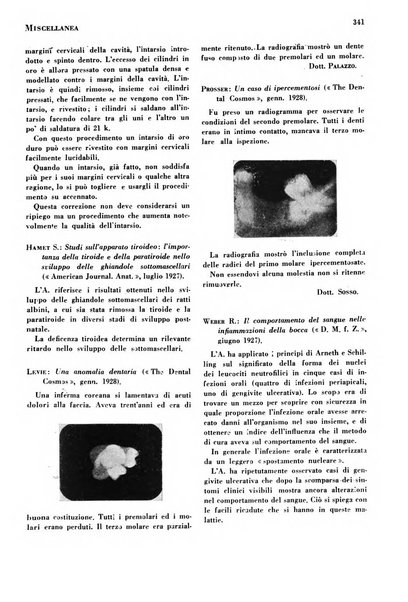 La cultura stomatologica rassegna mensile di scienza, arte, storia e problemi professionali