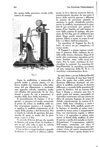 La cultura stomatologica rassegna mensile di scienza, arte, storia e problemi professionali