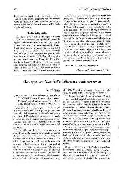 La cultura stomatologica rassegna mensile di scienza, arte, storia e problemi professionali