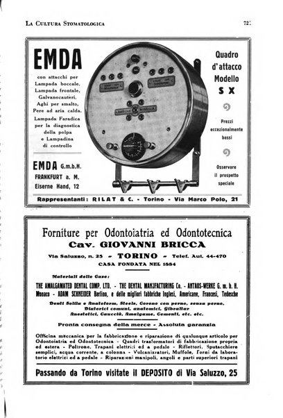 La cultura stomatologica rassegna mensile di scienza, arte, storia e problemi professionali