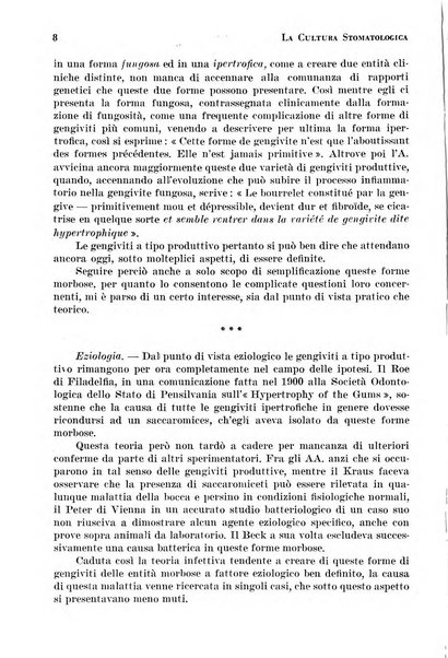 La cultura stomatologica rassegna mensile di scienza, arte, storia e problemi professionali