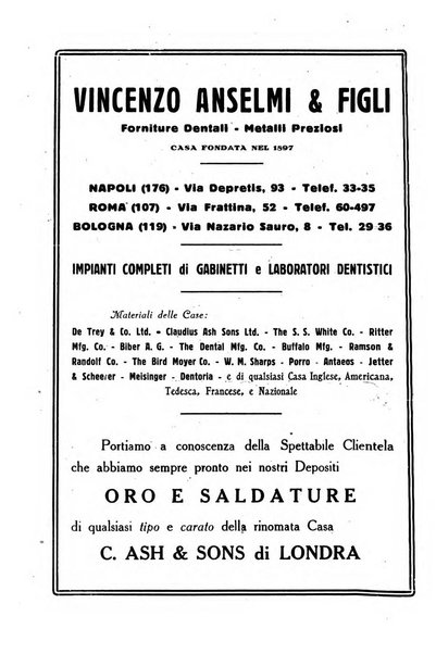 La cultura stomatologica rassegna mensile di scienza, arte, storia e problemi professionali