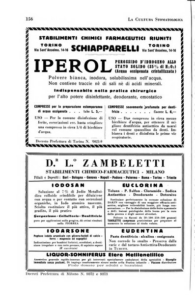 La cultura stomatologica rassegna mensile di scienza, arte, storia e problemi professionali