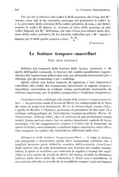 La cultura stomatologica rassegna mensile di scienza, arte, storia e problemi professionali