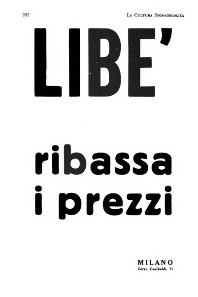 La cultura stomatologica rassegna mensile di scienza, arte, storia e problemi professionali