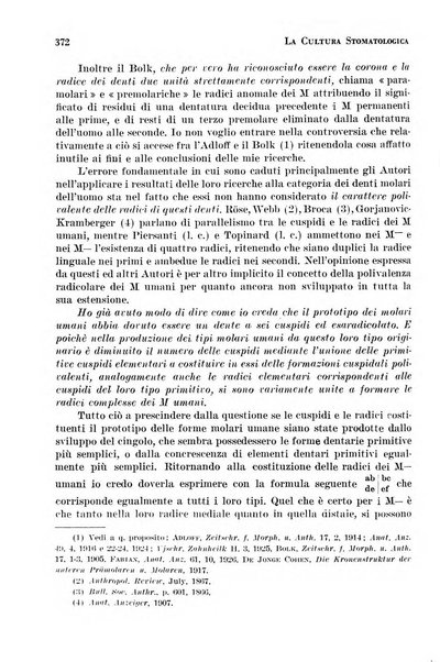 La cultura stomatologica rassegna mensile di scienza, arte, storia e problemi professionali