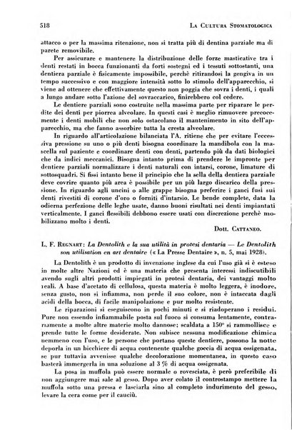 La cultura stomatologica rassegna mensile di scienza, arte, storia e problemi professionali