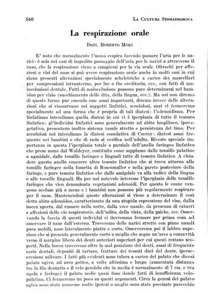 La cultura stomatologica rassegna mensile di scienza, arte, storia e problemi professionali