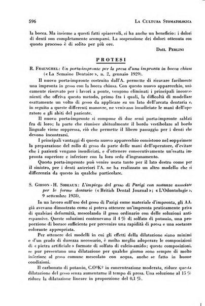 La cultura stomatologica rassegna mensile di scienza, arte, storia e problemi professionali