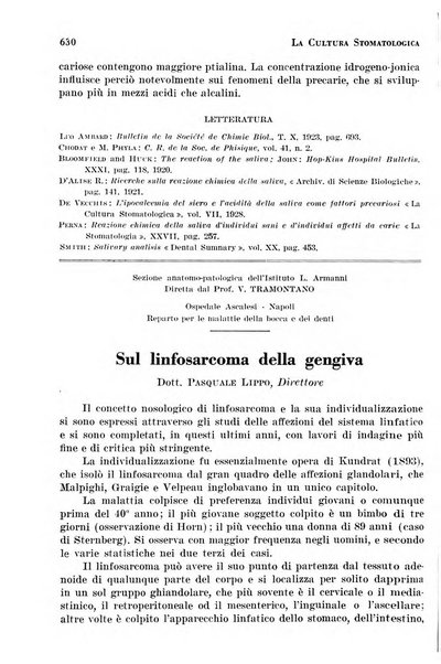 La cultura stomatologica rassegna mensile di scienza, arte, storia e problemi professionali