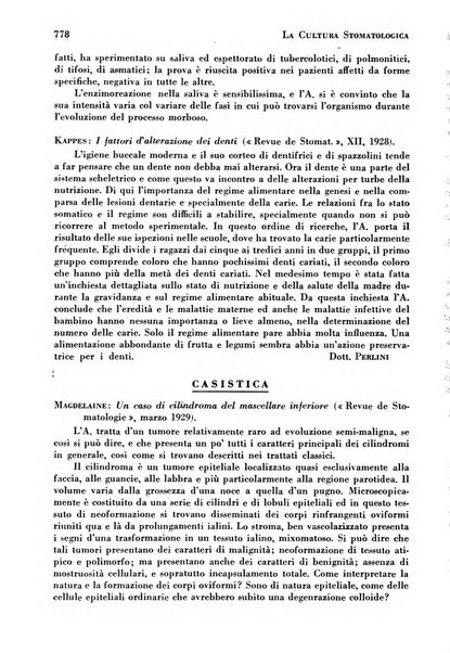 La cultura stomatologica rassegna mensile di scienza, arte, storia e problemi professionali