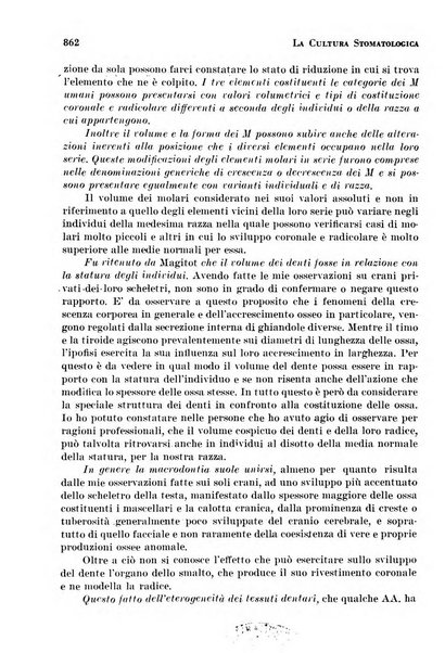 La cultura stomatologica rassegna mensile di scienza, arte, storia e problemi professionali