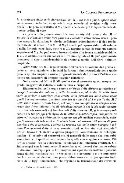 La cultura stomatologica rassegna mensile di scienza, arte, storia e problemi professionali