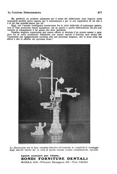 La cultura stomatologica rassegna mensile di scienza, arte, storia e problemi professionali