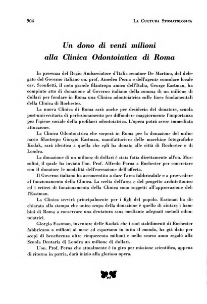 La cultura stomatologica rassegna mensile di scienza, arte, storia e problemi professionali