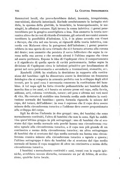 La cultura stomatologica rassegna mensile di scienza, arte, storia e problemi professionali