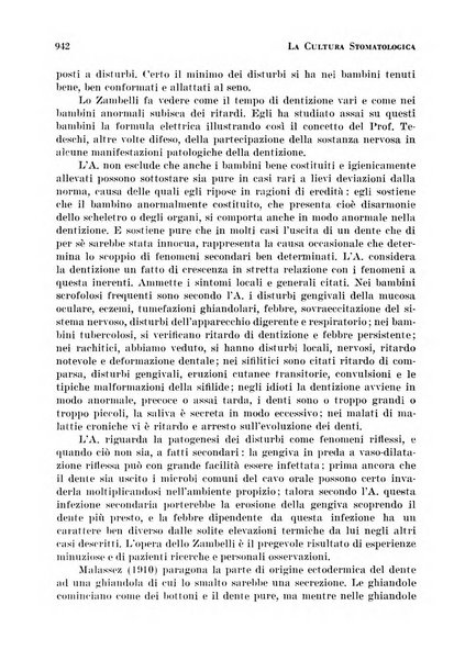 La cultura stomatologica rassegna mensile di scienza, arte, storia e problemi professionali