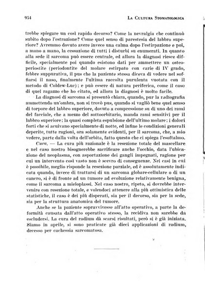 La cultura stomatologica rassegna mensile di scienza, arte, storia e problemi professionali