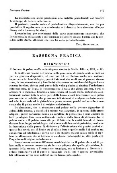 La cultura stomatologica rassegna mensile di scienza, arte, storia e problemi professionali