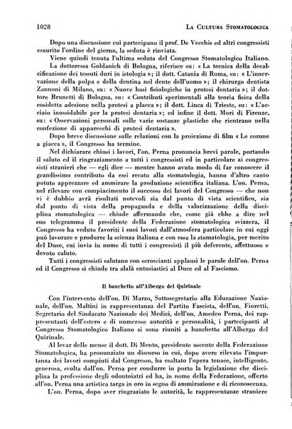 La cultura stomatologica rassegna mensile di scienza, arte, storia e problemi professionali