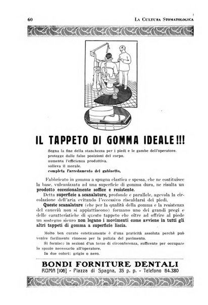 La cultura stomatologica rassegna mensile di scienza, arte, storia e problemi professionali