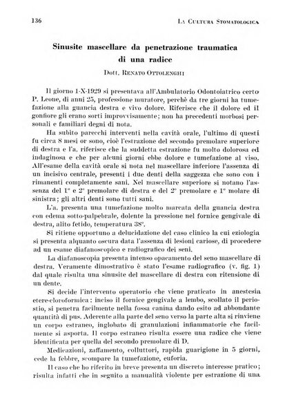 La cultura stomatologica rassegna mensile di scienza, arte, storia e problemi professionali