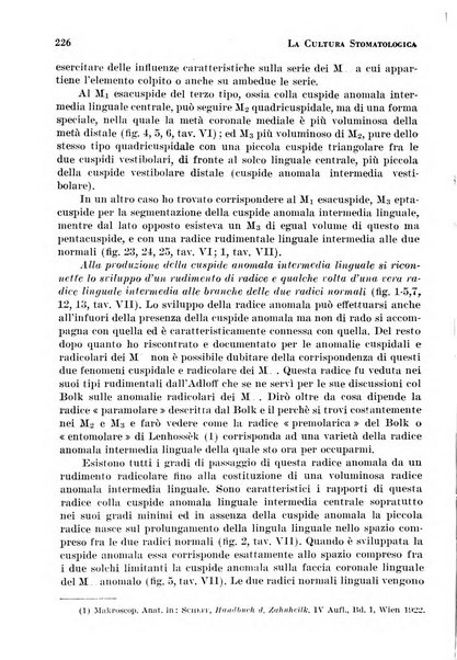 La cultura stomatologica rassegna mensile di scienza, arte, storia e problemi professionali