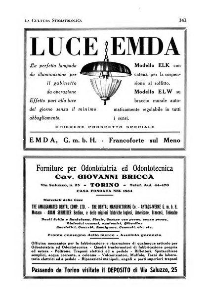 La cultura stomatologica rassegna mensile di scienza, arte, storia e problemi professionali