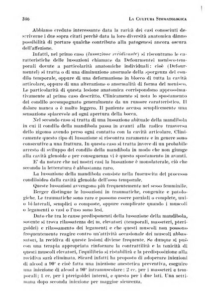 La cultura stomatologica rassegna mensile di scienza, arte, storia e problemi professionali