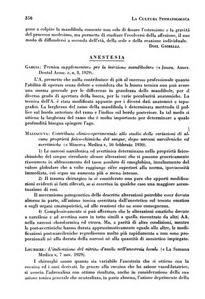 La cultura stomatologica rassegna mensile di scienza, arte, storia e problemi professionali