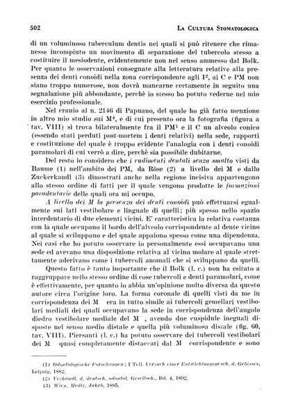 La cultura stomatologica rassegna mensile di scienza, arte, storia e problemi professionali