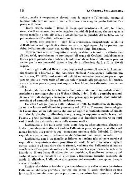 La cultura stomatologica rassegna mensile di scienza, arte, storia e problemi professionali