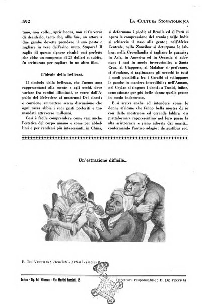 La cultura stomatologica rassegna mensile di scienza, arte, storia e problemi professionali