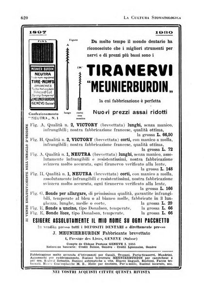 La cultura stomatologica rassegna mensile di scienza, arte, storia e problemi professionali