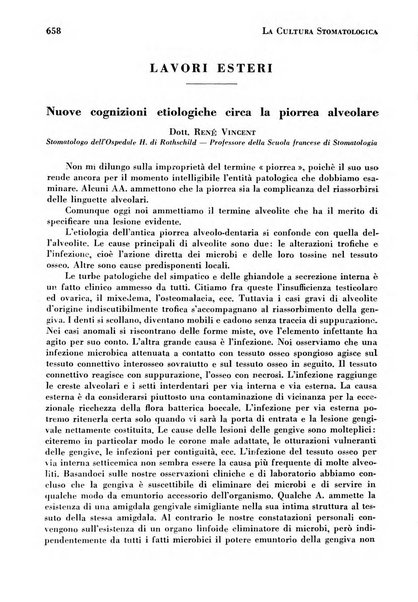 La cultura stomatologica rassegna mensile di scienza, arte, storia e problemi professionali