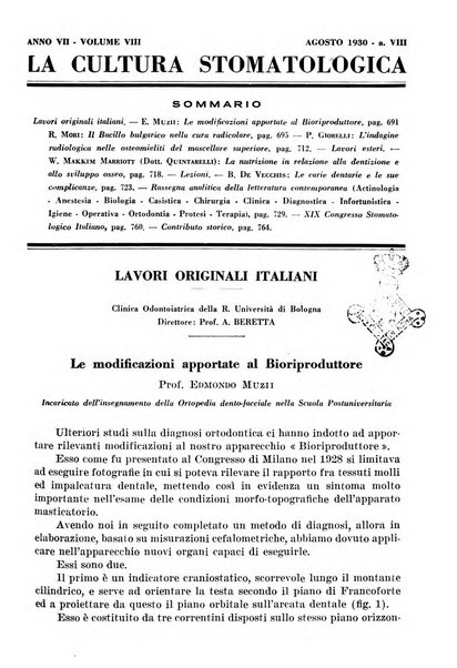 La cultura stomatologica rassegna mensile di scienza, arte, storia e problemi professionali