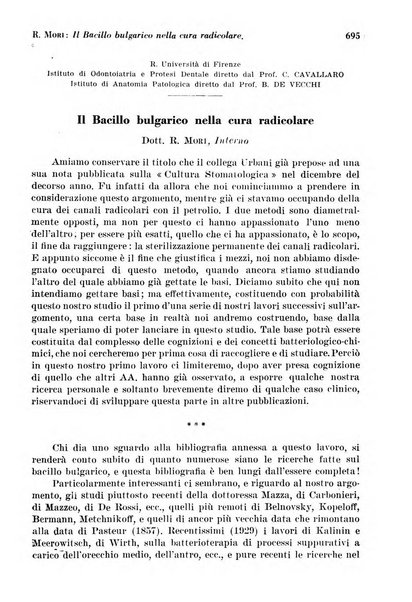 La cultura stomatologica rassegna mensile di scienza, arte, storia e problemi professionali