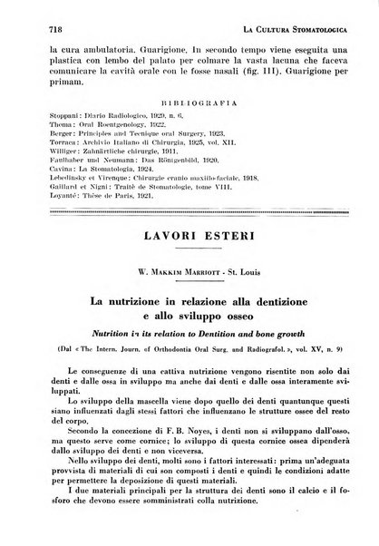 La cultura stomatologica rassegna mensile di scienza, arte, storia e problemi professionali