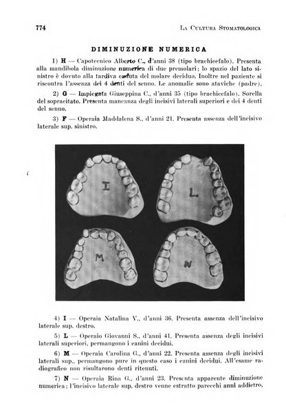 La cultura stomatologica rassegna mensile di scienza, arte, storia e problemi professionali