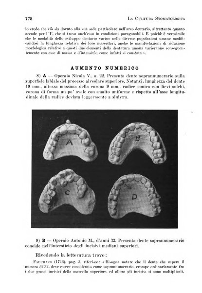 La cultura stomatologica rassegna mensile di scienza, arte, storia e problemi professionali